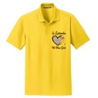 In September We Wear Gold Leopard Print Rainbow Childhood Cancer Awareness Dry Zone Grid Polo