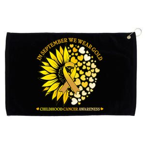 In September We Wear Gold Childhood Cancer Awareness Sunflower Ribbon Grommeted Golf Towel