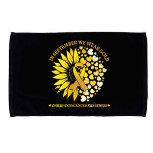 In September We Wear Gold Childhood Cancer Awareness Sunflower Ribbon Microfiber Hand Towel