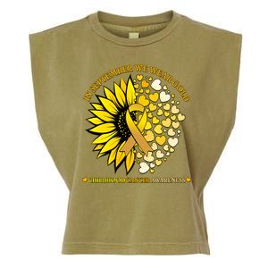 In September We Wear Gold Childhood Cancer Awareness Sunflower Ribbon Garment-Dyed Women's Muscle Tee