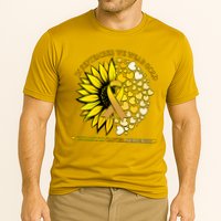 In September We Wear Gold Childhood Cancer Awareness Sunflower Ribbon Cooling Performance Crew T-Shirt