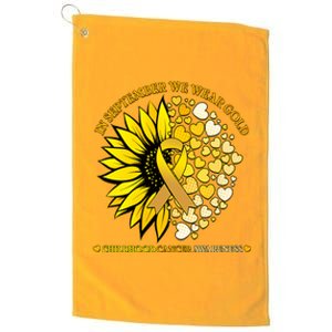 In September We Wear Gold Childhood Cancer Awareness Sunflower Ribbon Platinum Collection Golf Towel