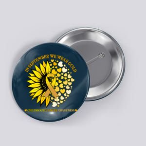 In September We Wear Gold Childhood Cancer Awareness Sunflower Ribbon Button