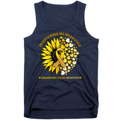 In September We Wear Gold Childhood Cancer Awareness Sunflower Ribbon Tank Top