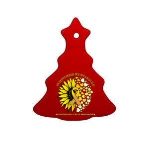 In September We Wear Gold Childhood Cancer Awareness Sunflower Ribbon Ceramic Tree Ornament