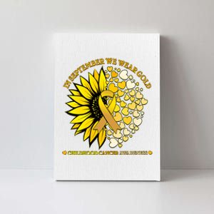 In September We Wear Gold Childhood Cancer Awareness Sunflower Ribbon Canvas