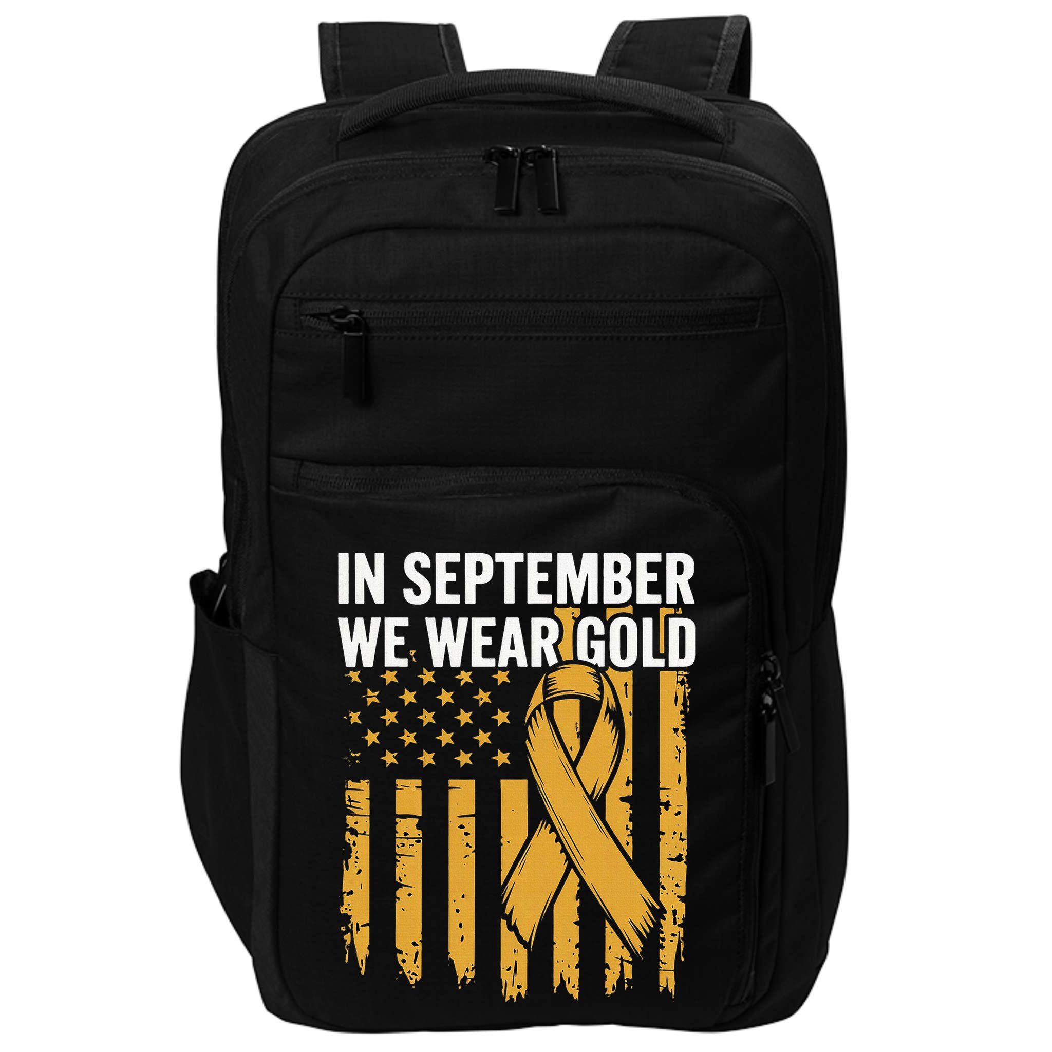 In September We Wear Gold Childhood Cancer Awareness Impact Tech Backpack
