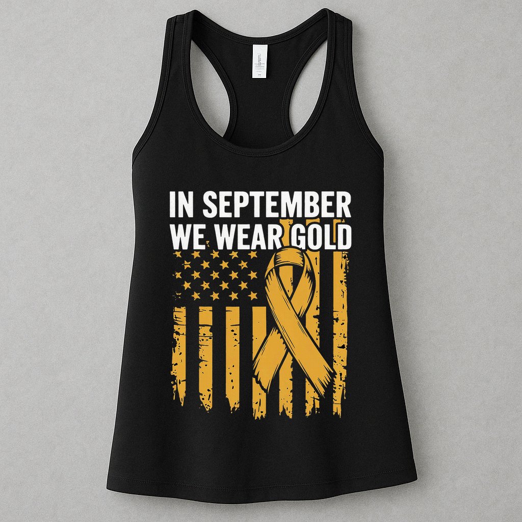 In September We Wear Gold Childhood Cancer Awareness Womens Tank Top