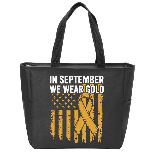 In September We Wear Gold Childhood Cancer Awareness Zip Tote Bag