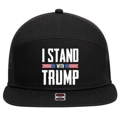 I Stand With Trump 2024 7 Panel Mesh Trucker Snapback Hat