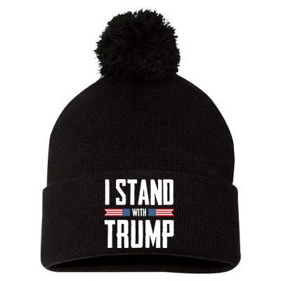 I Stand With Trump 2024 Pom Pom 12in Knit Beanie