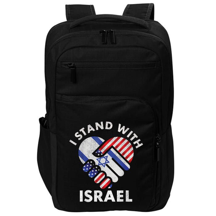 I Stand With Israel USA American Flag Israeli Flag Impact Tech Backpack