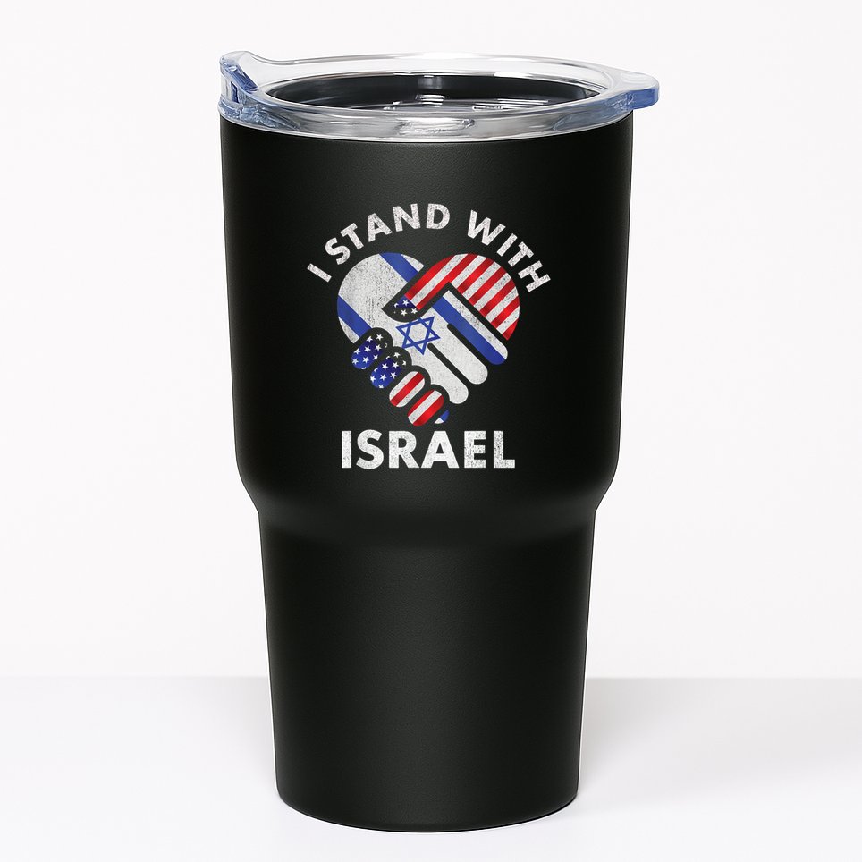 I Stand With Israel USA American Flag Israeli Flag Tumbler