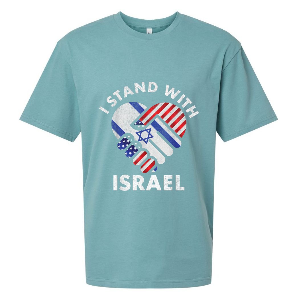 I Stand With Israel USA American Flag Israeli Flag Sueded Cloud Jersey T-Shirt