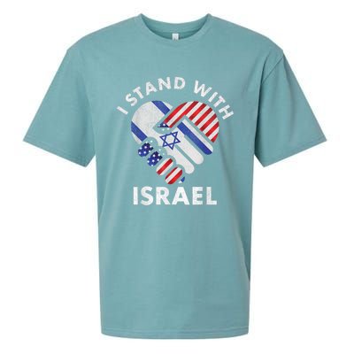 I Stand With Israel USA American Flag Israeli Flag Sueded Cloud Jersey T-Shirt