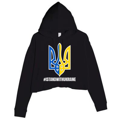 I Stand With Ukraine Flag Support Free Ukrainians Crop Fleece Hoodie
