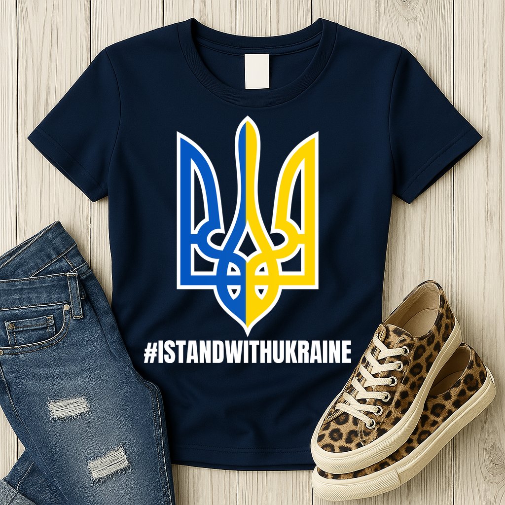 I Stand With Ukraine Flag Support Free Ukrainians Womens T-Shirt