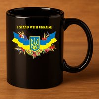 I Stand With Ukraine Floral 11oz C Handle Ceramic Mug