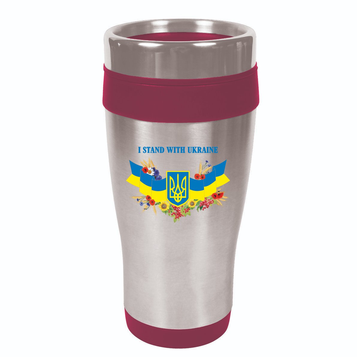 I Stand With Ukraine Floral 16oz Travel Tumbler