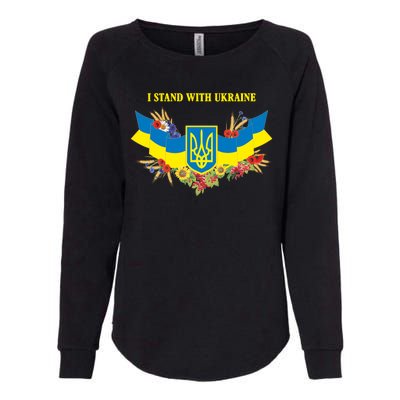 I Stand With Ukraine Floral Womens California Wash Sweatshirt