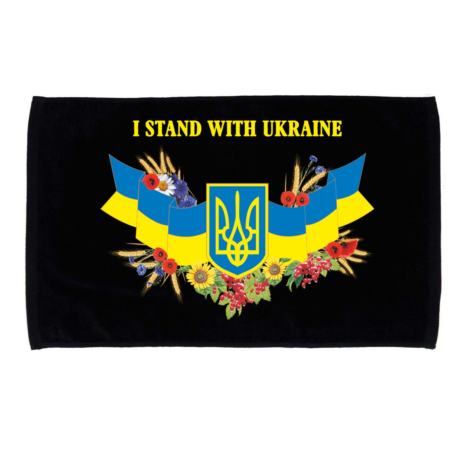 I Stand With Ukraine Floral Microfiber Hand Towel