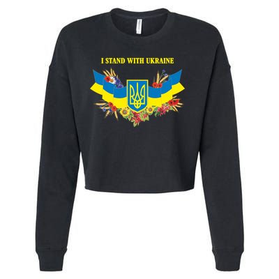 I Stand With Ukraine Floral Cropped Pullover Crew