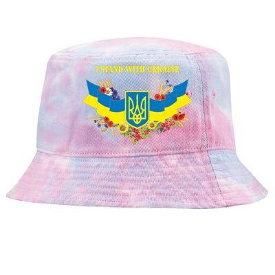 I Stand With Ukraine Floral Tie-Dyed Bucket Hat