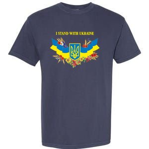 I Stand With Ukraine Floral Garment-Dyed Heavyweight T-Shirt