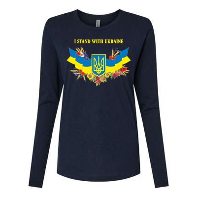 I Stand With Ukraine Floral Womens Cotton Relaxed Long Sleeve T-Shirt