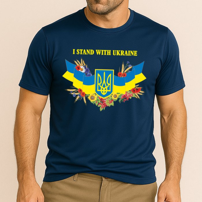 I Stand With Ukraine Floral Cooling Performance Crew T-Shirt