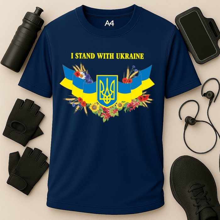 I Stand With Ukraine Floral Cooling Performance Crew T-Shirt