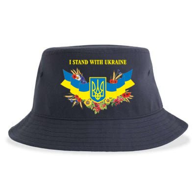 I Stand With Ukraine Floral Sustainable Bucket Hat