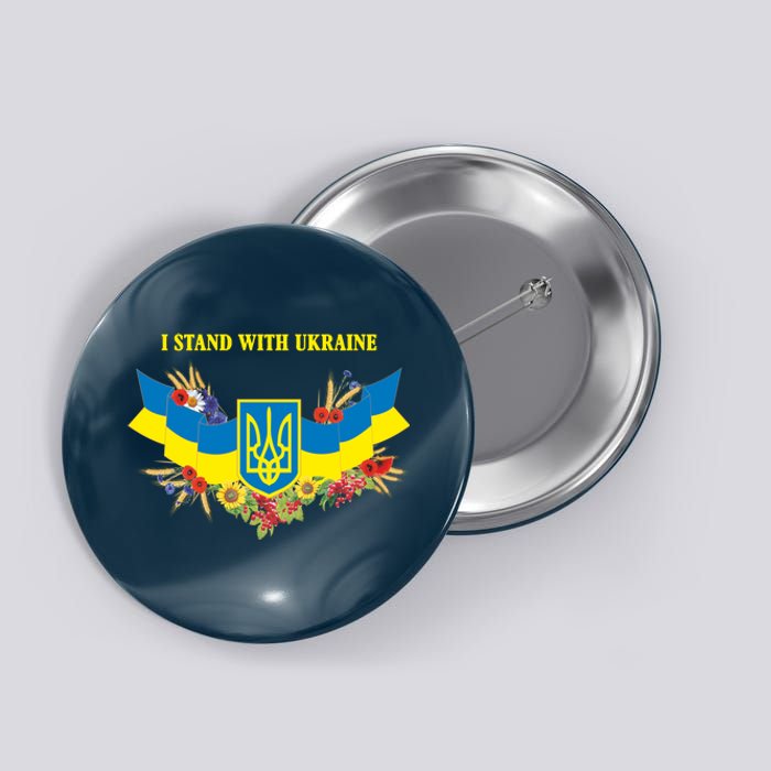 I Stand With Ukraine Floral Button