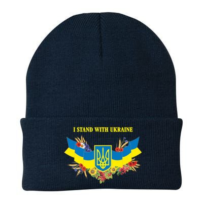 I Stand With Ukraine Floral Knit Cap Winter Beanie