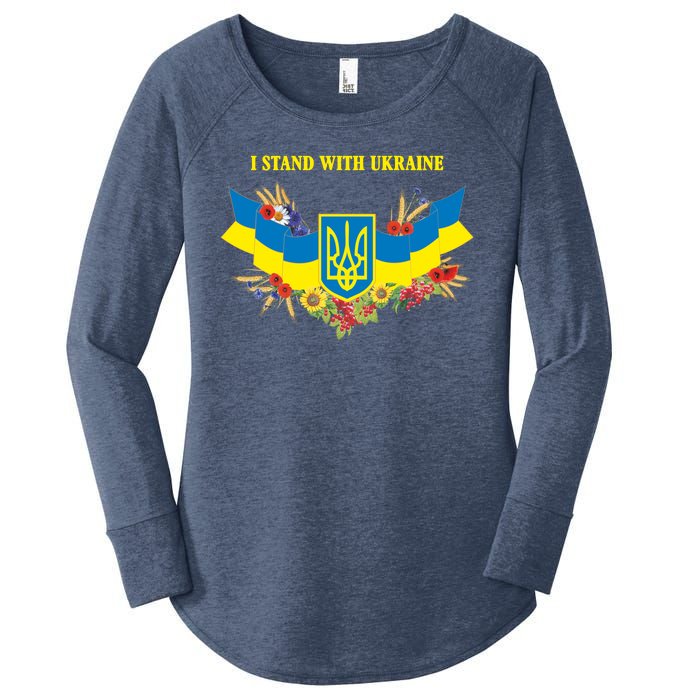 I Stand With Ukraine Floral Women's Perfect Tri Tunic Long Sleeve Shirt