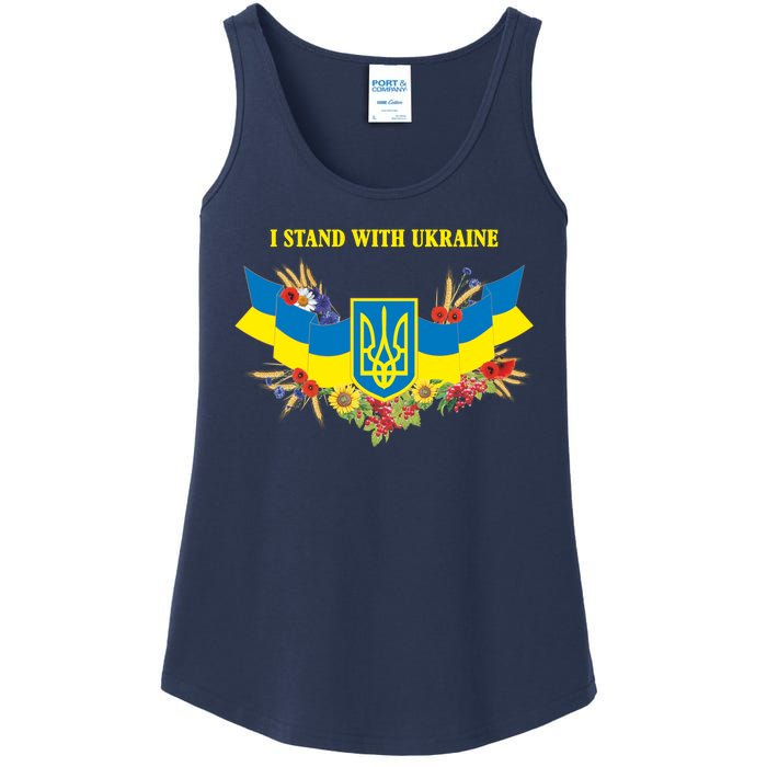 I Stand With Ukraine Floral Ladies Essential Tank