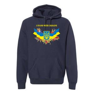 I Stand With Ukraine Floral Premium Hoodie