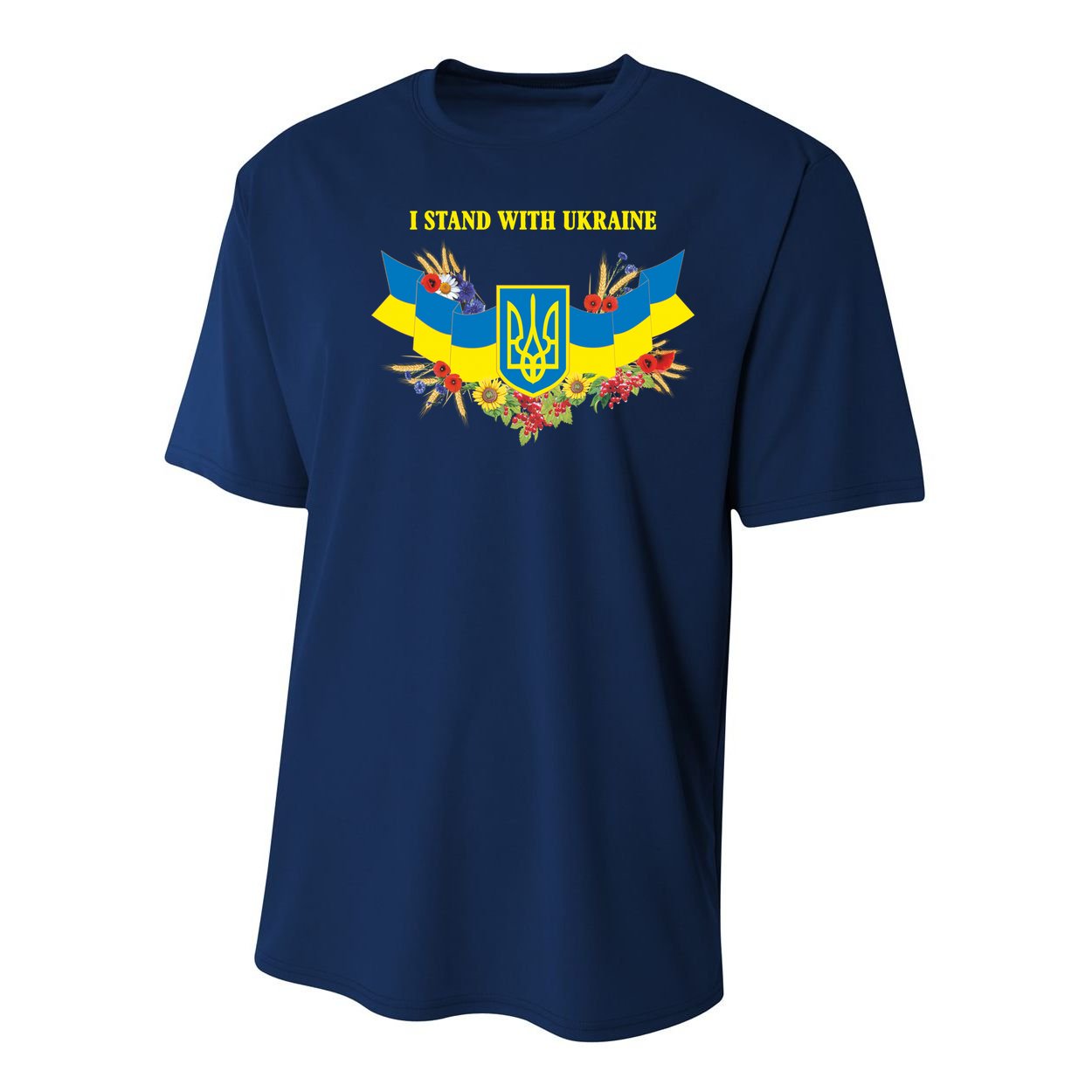 I Stand With Ukraine Floral Youth Performance Sprint T-Shirt