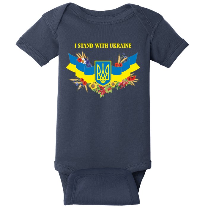 I Stand With Ukraine Floral Baby Bodysuit