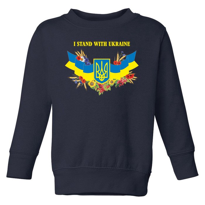 I Stand With Ukraine Floral Toddler Sweatshirt