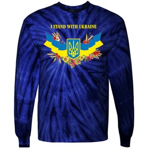 I Stand With Ukraine Floral Tie-Dye Long Sleeve Shirt