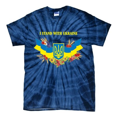 I Stand With Ukraine Floral Tie-Dye T-Shirt