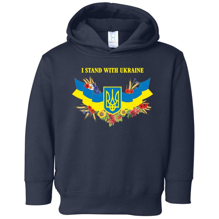 I Stand With Ukraine Floral Toddler Hoodie