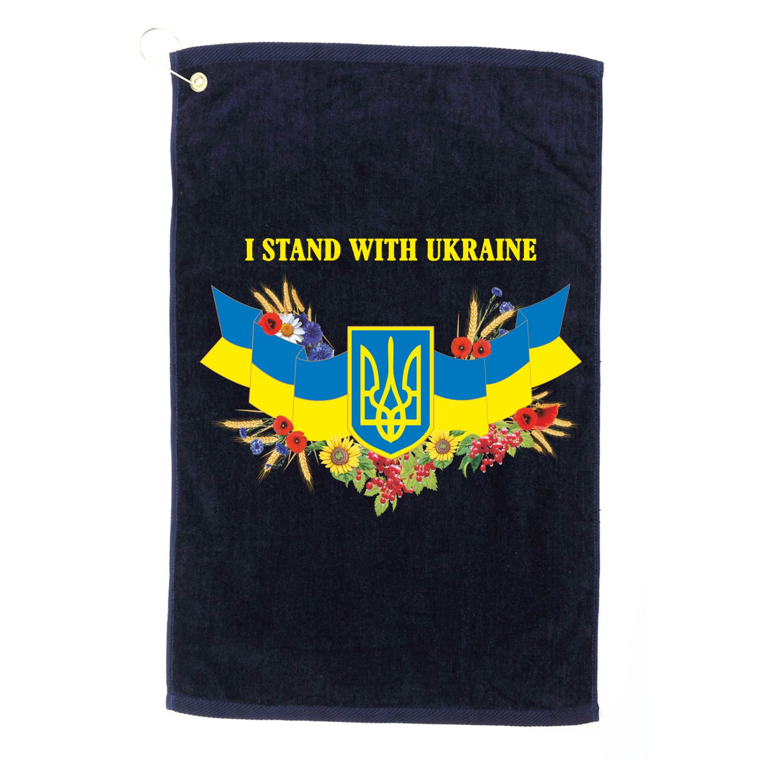 I Stand With Ukraine Floral Golf Towel