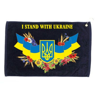 I Stand With Ukraine Floral Grommeted Golf Towel