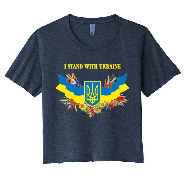 I Stand With Ukraine Floral Crop Top