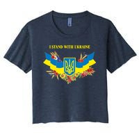 I Stand With Ukraine Floral Women's Crop Top Tee