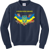 I Stand With Ukraine Floral Kids Sweatshirt