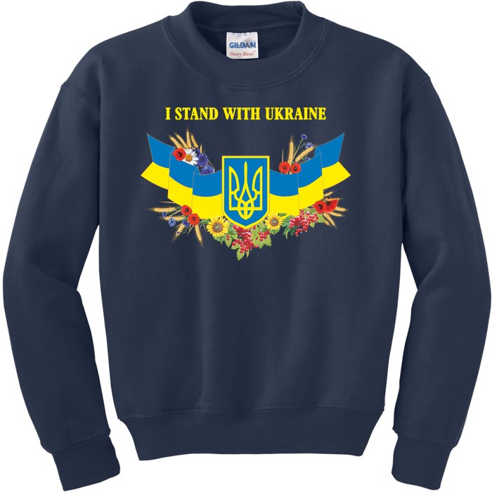 I Stand With Ukraine Floral Kids Sweatshirt