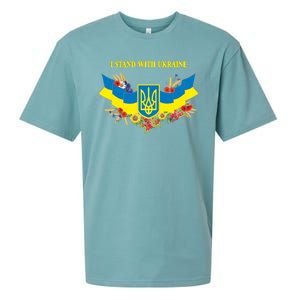 I Stand With Ukraine Floral Sueded Cloud Jersey T-Shirt